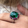 Rubi and diamond trapiche cabochon ring