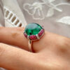 Rubi and diamond trapiche cabochon ring