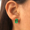 Bezel Set Emerald Cut Earrings