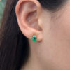 Diamond & Round Emerald Studs