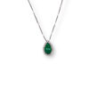 Teardrop cabochon & diamond halo necklace