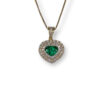 Double diamond halo heart pendant