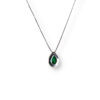 Teardrop cabochon & diamond halo necklace