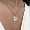 Square emerald & diamond pendant