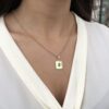 Rectangular emerald & diamond pendant