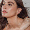 Emerald baguette hoops