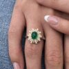 Diamond petals cabochon ring