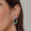 Swirl diamond & baguette emerald earrings