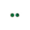 Yellow gold round emerald studs with diamond jackets