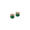 Yellow gold round emerald studs with diamond jackets