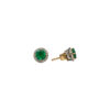 Yellow gold round emerald studs with diamond jackets