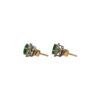 Yellow gold round emerald studs with diamond jackets