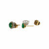 Yellow gold round emerald studs with diamond jackets