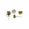 Yellow gold round emerald studs with diamond jackets