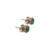 Yellow gold round emerald studs with diamond jackets