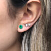 White gold round emerald studs