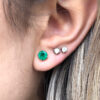 White gold round emerald studs