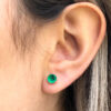 Rose gold round emerald studs