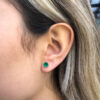 Rose gold round emerald studs