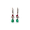 Emerald, rubi & diamond earrings