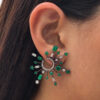 Diamond & emerald starburst earrings