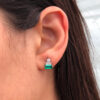 Emerald & diamond step studs