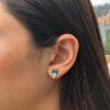 Emerald & diamond step studs