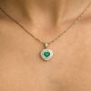 Double diamond halo heart pendant