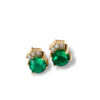 Diamond & Round Emerald Studs