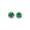 Rose gold round emerald studs with diamond jackets