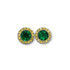 Round Emerald & Natural Yellow Diamond Studs