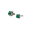 Studs with diamond jackets square emerald cut