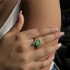 Carved emerald leaf ring