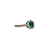 Step cut emerald in quirky round setting