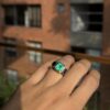 Three stone emerald and sapphire ring