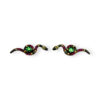Coral snake trapiche emerald and sapphire earrings