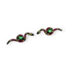 Coral snake trapiche emerald and sapphire earrings