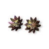 Titanium flower and sapphire poison arrow frog earrings