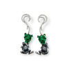 Sapphire frog on emerald leaf red carpet earrings