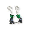 Sapphire frog on emerald leaf red carpet earrings