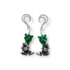 Sapphire frog on emerald leaf red carpet earrings