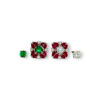 Interchangeable art deco emerald, ruby and diamond studs