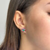 Interchangeable art deco emerald, ruby and diamond studs