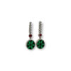 Trapiche emerald, ruby and diamond earrings in a platinum settting