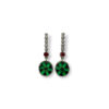 Trapiche emerald, ruby and diamond earrings in a platinum settting