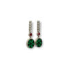 Trapiche emerald, ruby and diamond earrings in a platinum settting