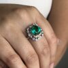 Round brilliant Colombian emerald cocktail ring