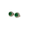 Rose Gold Round Emerald Studs With Diamond Jackets