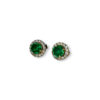 Rose Gold Round Emerald Studs With Diamond Jackets