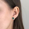 Art deco inspired Colombian emerald studs with detachable diamond jackets